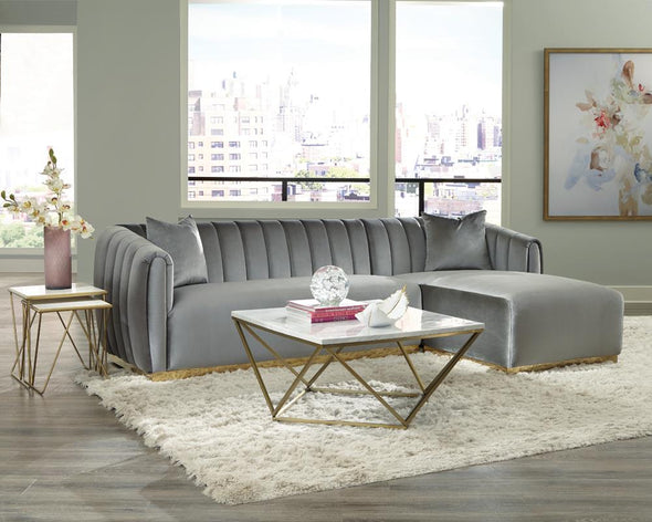 Meryl Square Coffee Table White and Gold - 700846 - Luna Furniture