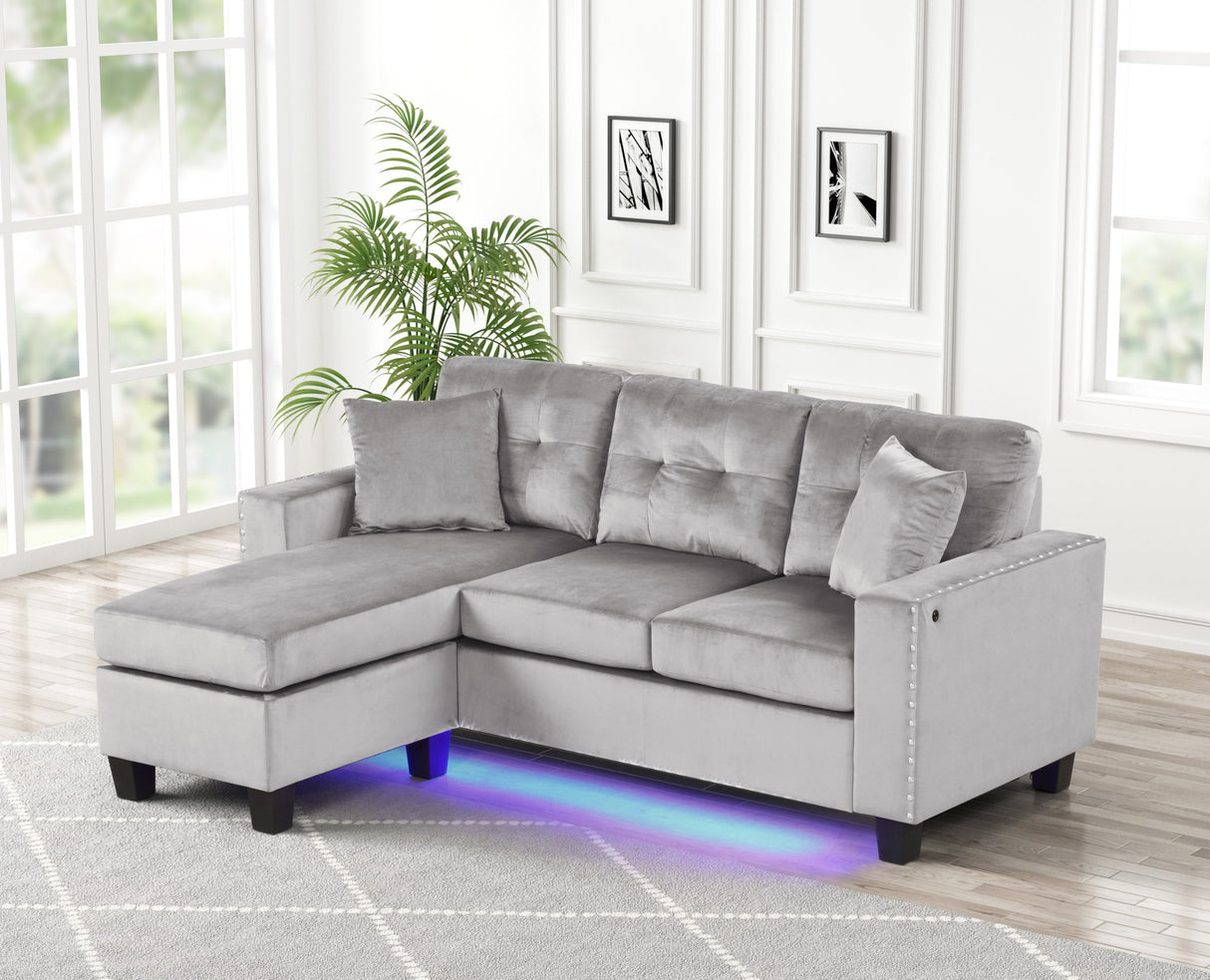 Messi Grey Reversible Sofa Chaise from Happy Homes - Luna Furniture