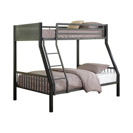 Meyers Twin over Full Metal Bunk Bed Black and Gunmetal - 460391 - Luna Furniture