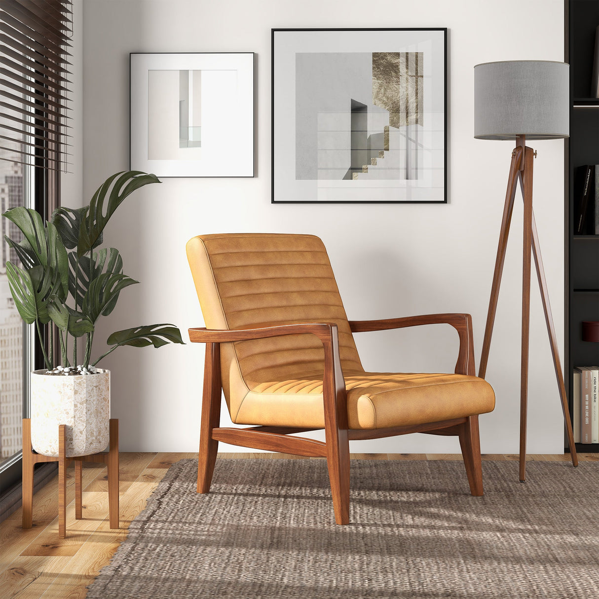Micah Genuine Tan Leather Accent Chair - AFC00056 - Luna Furniture