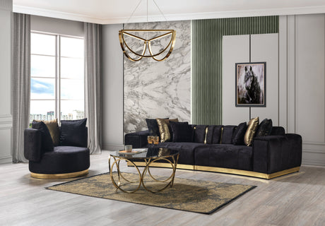 Michelle Black Velvet Curved Sectional - MICHELLE BK-SEC - Luna Furniture