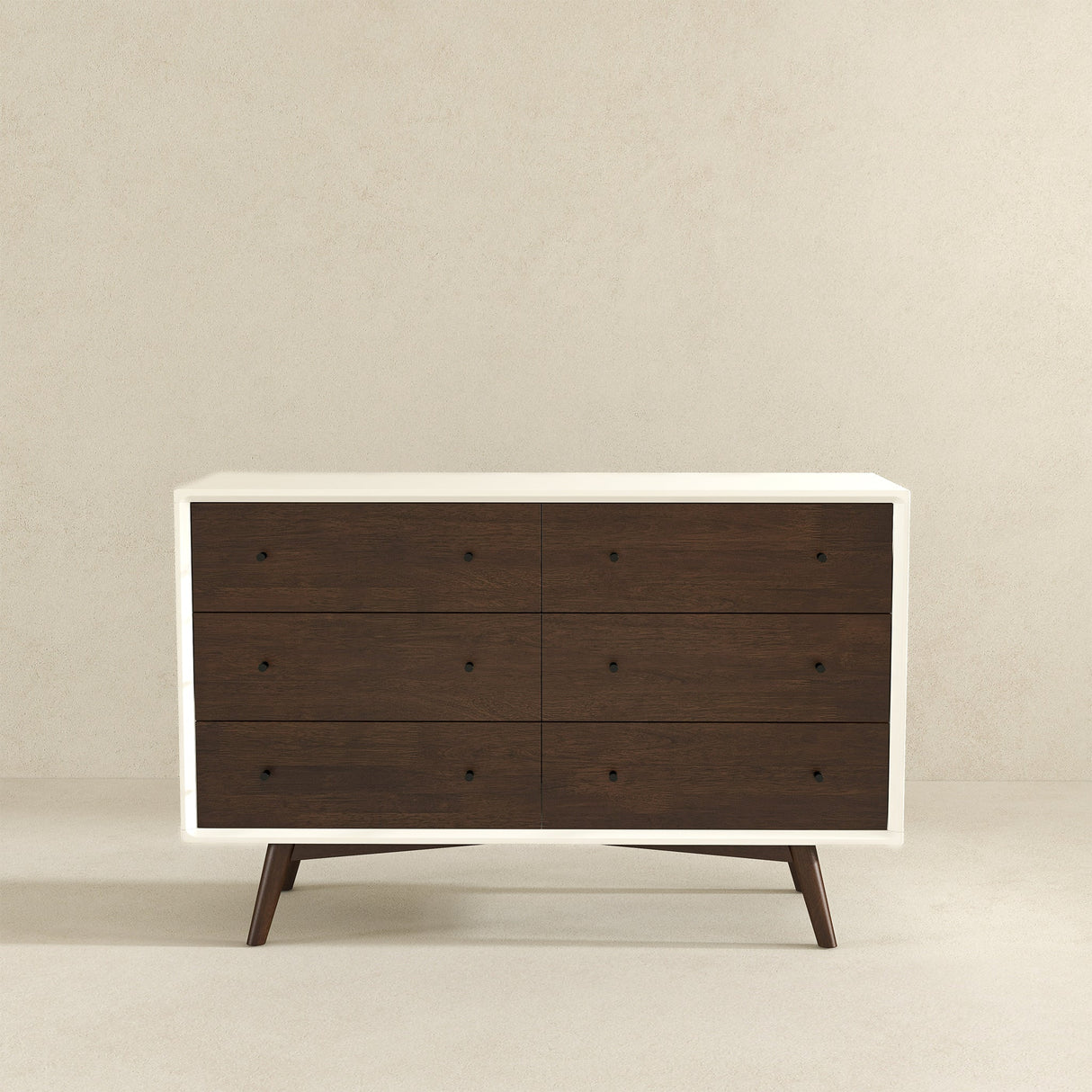 Mid Century Modern White Dresser 6 Drawer - AFC00065 - Luna Furniture