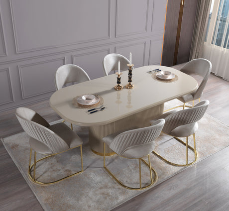 Milena Ivory 7-Piece Dining Set - MILENA DS-7PC - Luna Furniture
