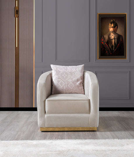 Milena Ivory Velvet Chair - MILENAIV-CH - Luna Furniture