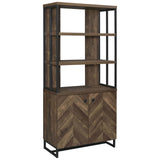 Millbrook Gunmetal and Rustic Oak Herringbone 2-Door Bookcase from Coaster - Luna Furniture