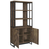 Millbrook Gunmetal and Rustic Oak Herringbone 2-Door Bookcase from Coaster - Luna Furniture