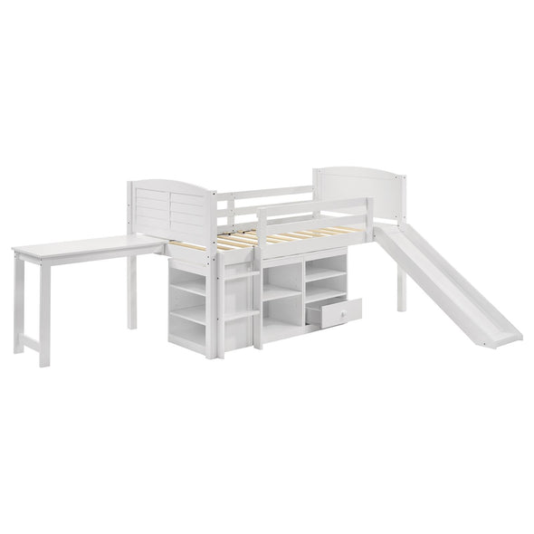 Millie Twin Workstation Loft Bed White - 400330T - Luna Furniture