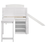Millie Twin Workstation Loft Bed White - 400330T - Luna Furniture