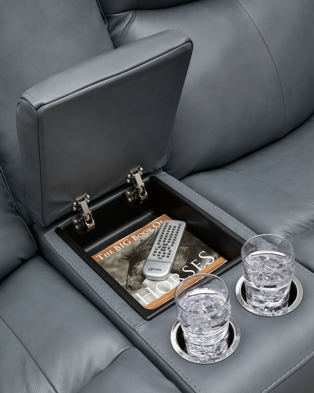 Mindanao Steel Power Reclining Loveseat with Console from Ashley - Luna Furniture