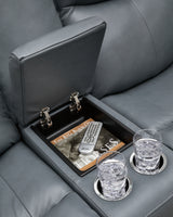 Mindanao Steel Power Reclining Loveseat with Console from Ashley - Luna Furniture