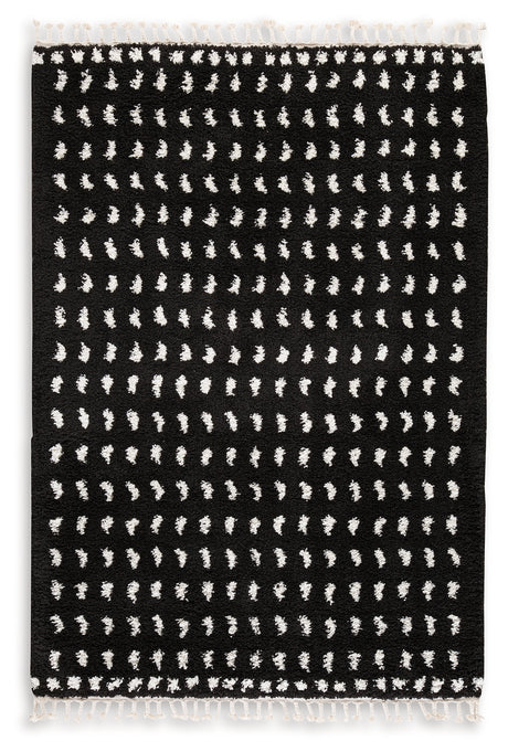 Minston Black/White 5' x 7' Rug from Ashley - Luna Furniture