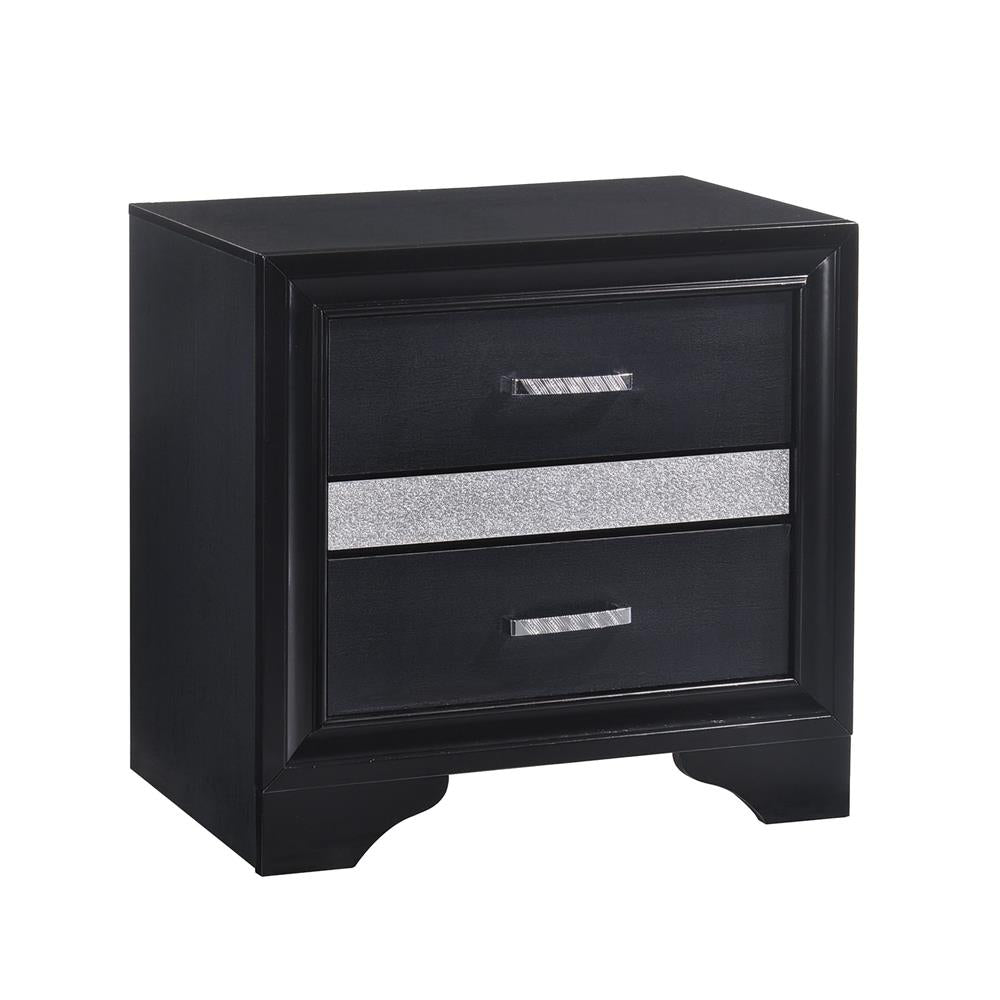 Miranda Black 2-Drawer Nightstand from Coaster - Luna Furniture