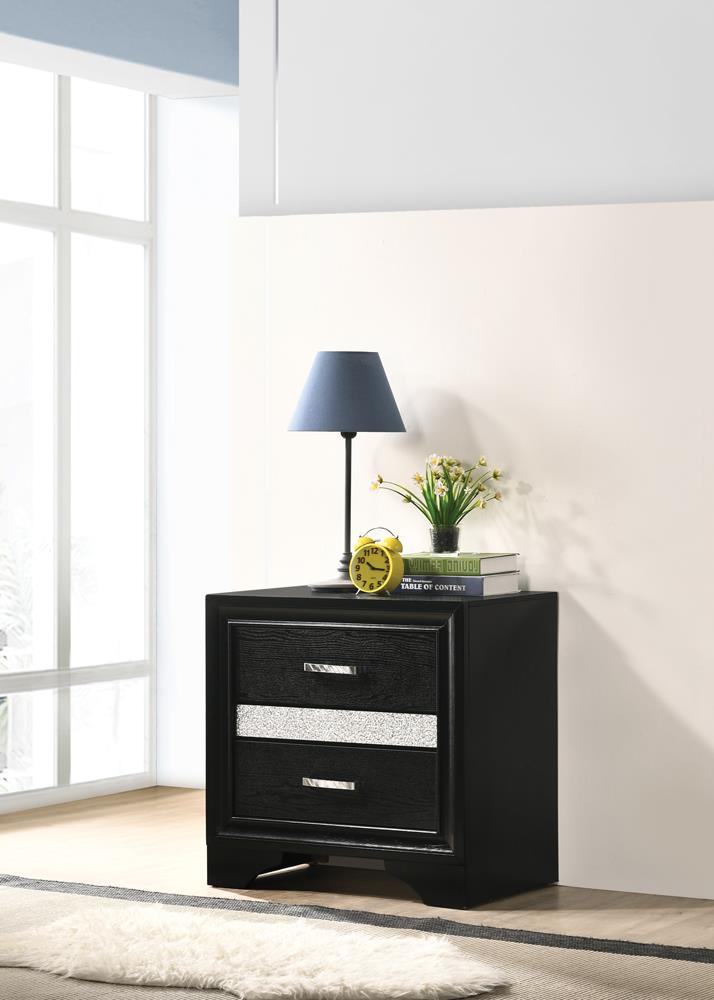 Miranda Black 2-Drawer Nightstand from Coaster - Luna Furniture