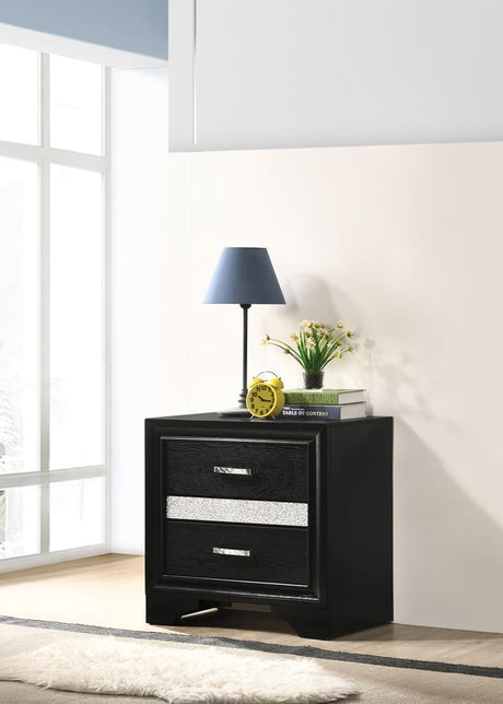 Miranda Black 2-Drawer Nightstand from Coaster - Luna Furniture