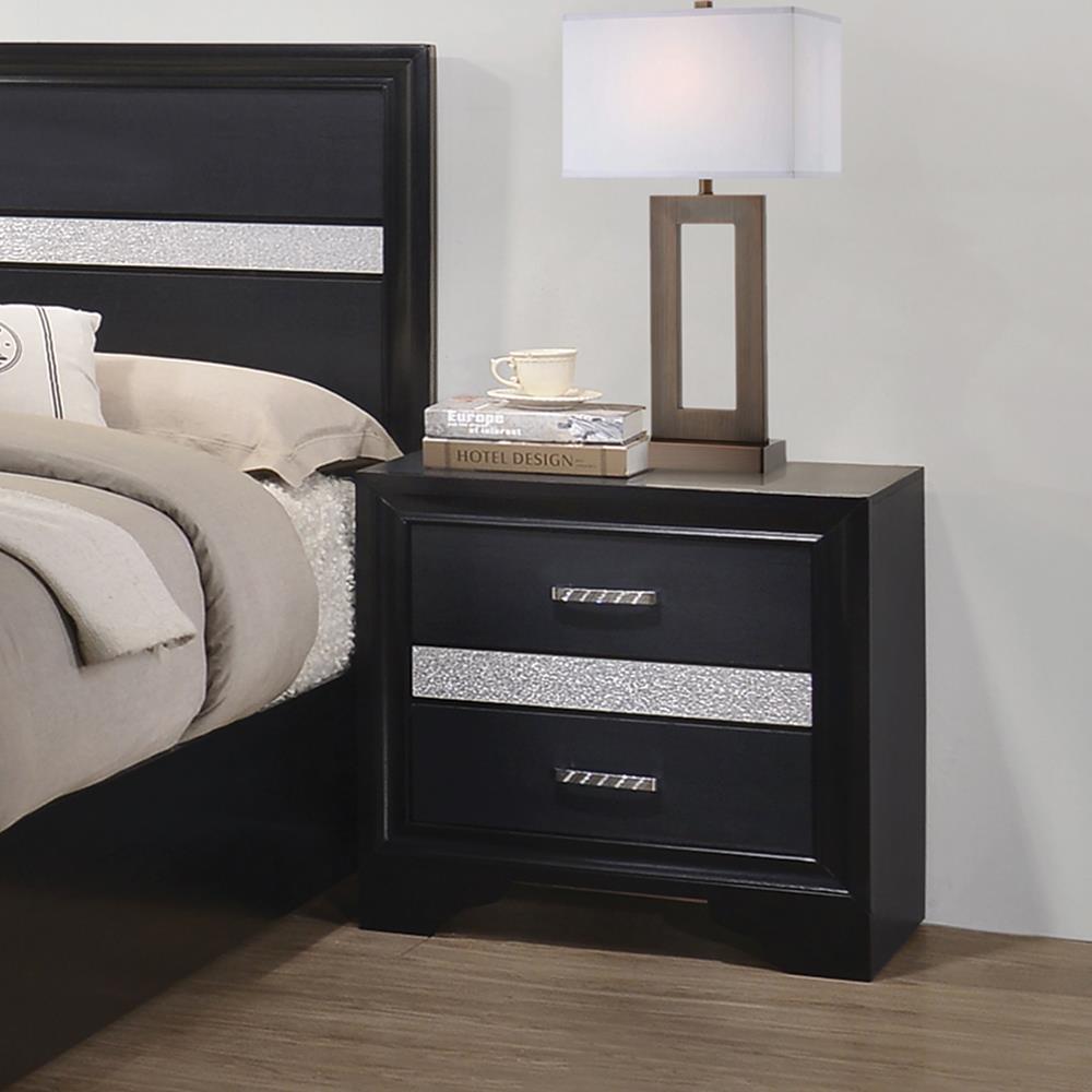 Miranda Black 2-Drawer Nightstand from Coaster - Luna Furniture