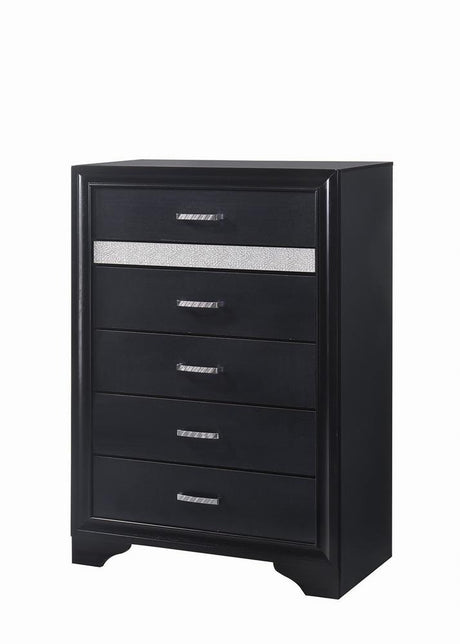 Miranda 5-drawer Chest Black and Rhinestone - 206365 - Luna Furniture
