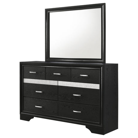 Miranda 7-drawer Dresser with Mirror Black and Rhinestone - 206363M - Luna Furniture