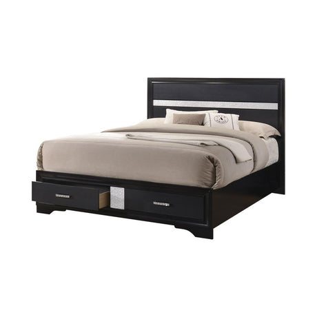 Miranda California King 2-drawer Storage Bed Black - 206361KW - Luna Furniture