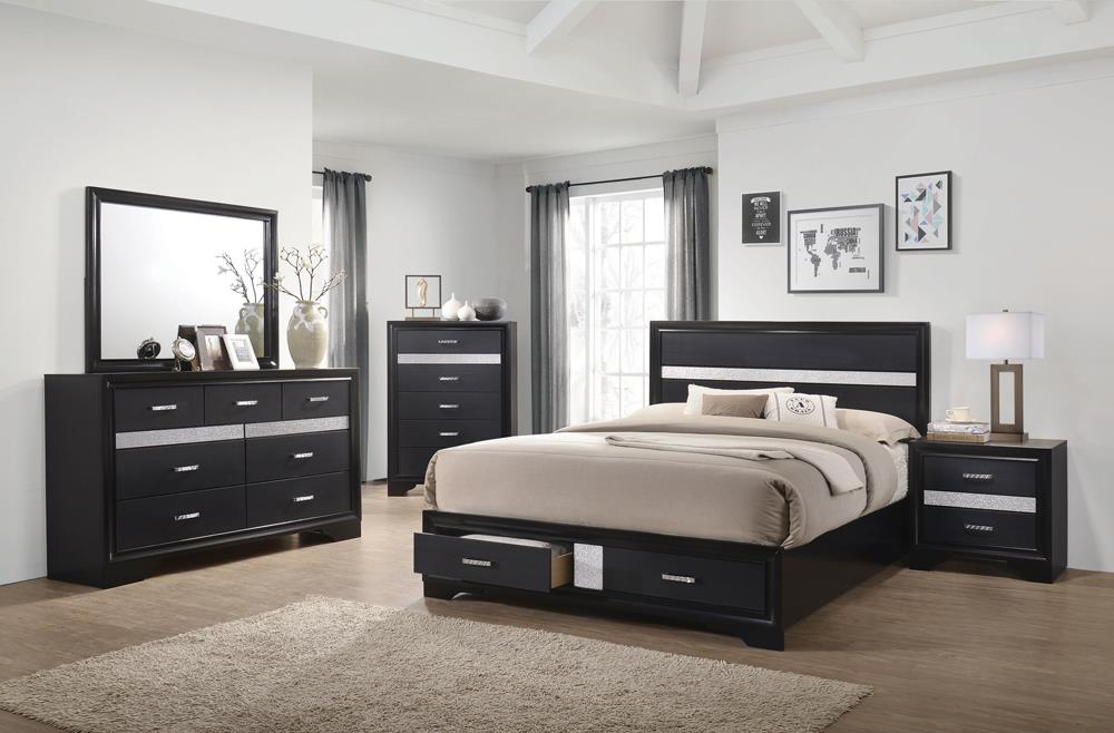 Miranda Black California King 2-Drawer Storage Bed from Coaster - Luna Furniture