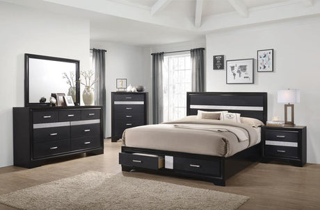 Miranda California King 2-drawer Storage Bed Black - 206361KW - Luna Furniture