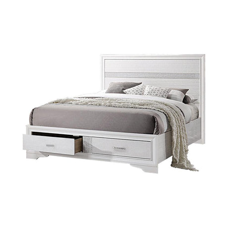 Miranda California King 2-drawer Storage Bed White - 205111KW - Luna Furniture