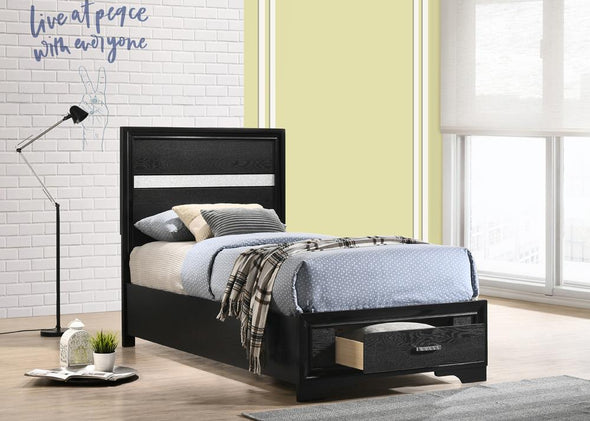 Miranda Twin Storage Bed Black - 206361T - Luna Furniture