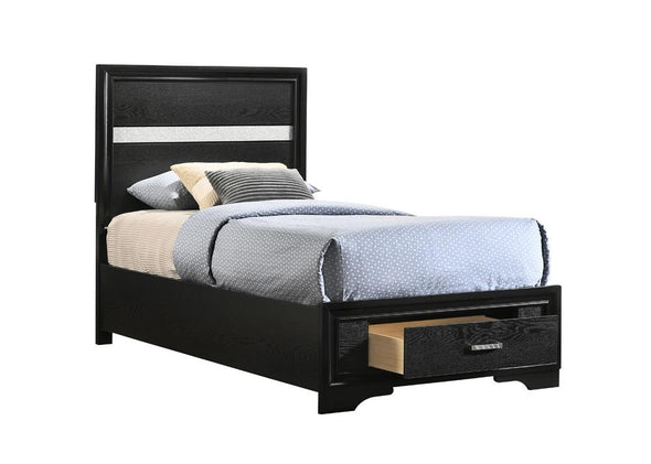 Miranda Twin Storage Bed Black - 206361T - Luna Furniture
