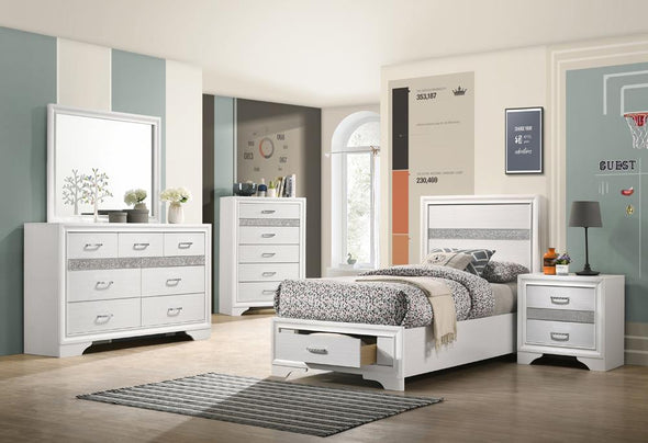 Miranda Twin Storage Bed White - 205111T - Luna Furniture