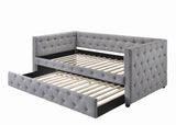 Mockern Gray Tufted Upholstered Daybed with Trundle from Coaster - Luna Furniture