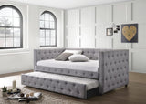 Mockern Gray Tufted Upholstered Daybed with Trundle from Coaster - Luna Furniture