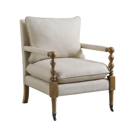 Monaghan Upholstered Accent Chair with Casters Beige - 903058 - Luna Furniture