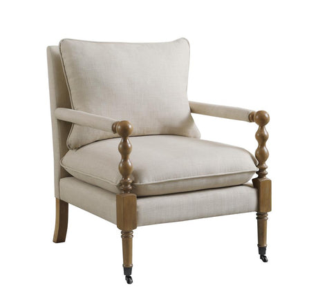 Monaghan Beige Upholstered Accent Chair with Casters from Coaster - Luna Furniture