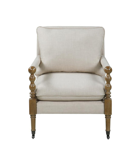 Monaghan Beige Upholstered Accent Chair with Casters from Coaster - Luna Furniture
