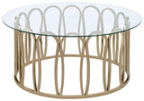 Monett Chocolate Chrome and Clear Round Coffee Table from Coaster - Luna Furniture