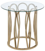 Monett Round End Table Chocolate Chrome and Clear - 708057 - Luna Furniture