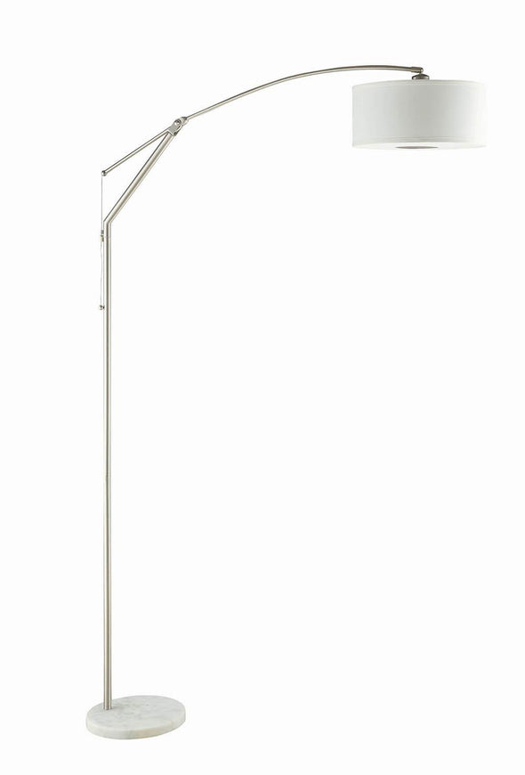 Moniz Adjustable Arched Arm Floor Lamp Chrome and White - 901490 - Luna Furniture