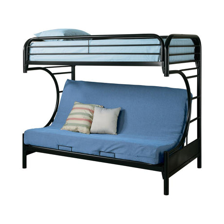 Montgomery Twin over Futon Bunk Bed Glossy Black - 2253K - Luna Furniture