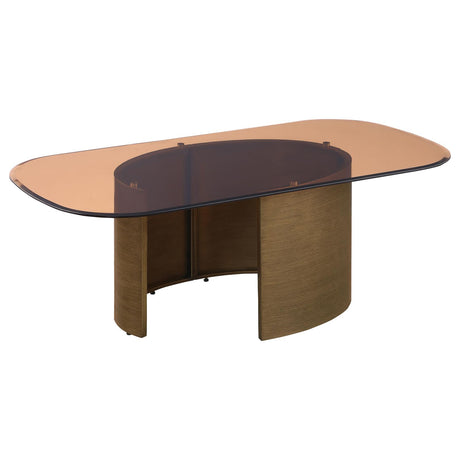 Morena Rectangular Coffee Table with Tawny Tempered Glass Top Brushed Bronze - 721598 - Luna Furniture