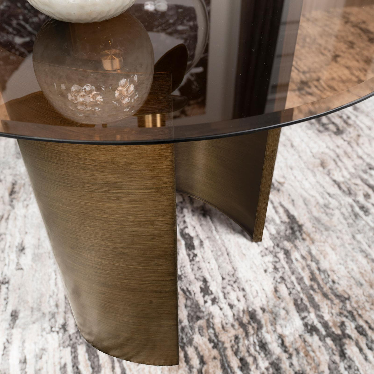 Morena Round End Table with Tawny Tempered Glass Top Brushed Bronze - 721597 - Luna Furniture