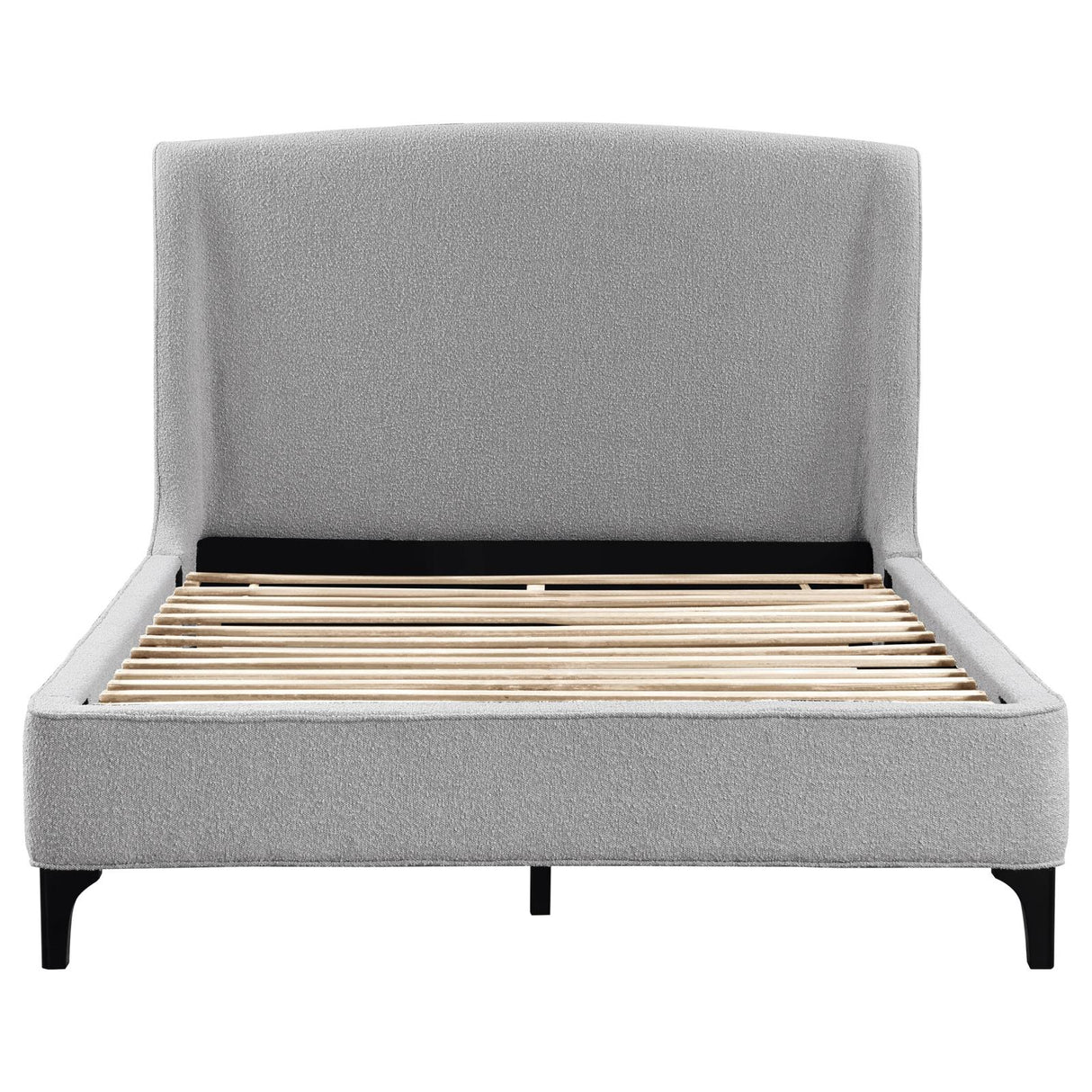 Mosby Upholstered Curved Headboard Eastern King Platform Bed Light Grey - 306021KE - Luna Furniture