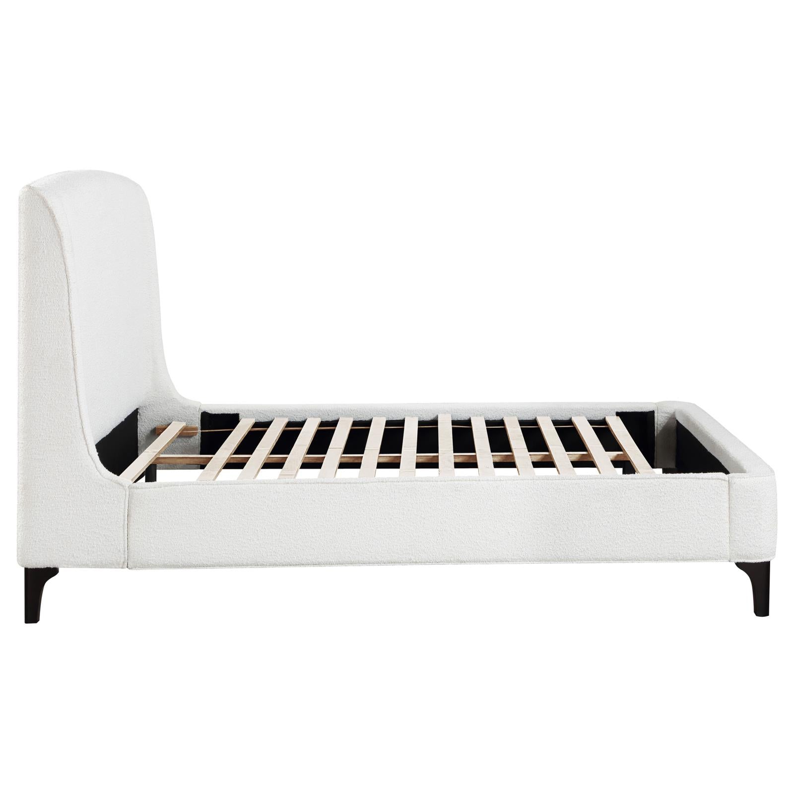 Mosby Upholstered Curved Headboard Eastern King Platform Bed White - Luna Furniture Mosby Upholstered Curved Headboard Eastern King Platform Bed White - Luna Furniture