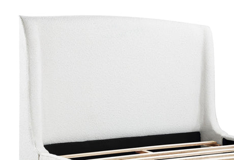 Mosby White Upholstered Curved Headboard Eastern King Platform Bed from Coaster - Luna Furniture