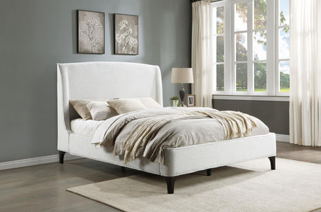 Mosby White Upholstered Curved Headboard Eastern King Platform Bed from Coaster - Luna Furniture