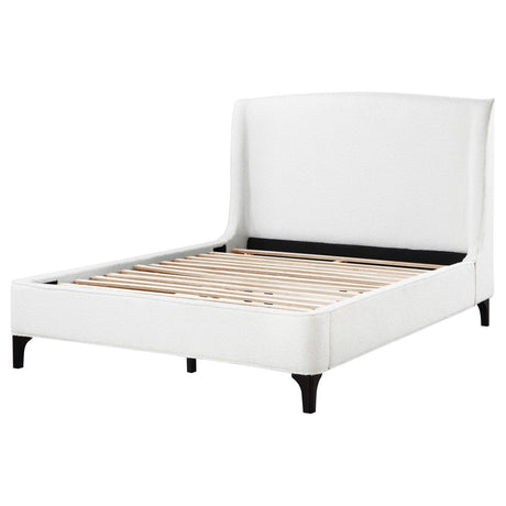Mosby White Upholstered Curved Headboard Eastern King Platform Bed from Coaster - Luna Furniture