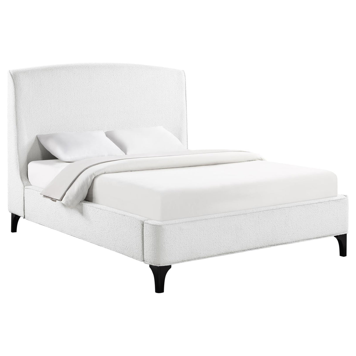 Mosby White Upholstered Curved Headboard Queen Platform Bed from Coaster - Luna Furniture