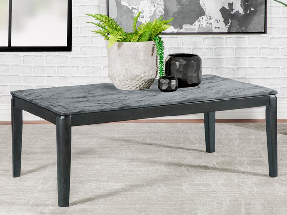 Mozzi Rectangular Coffee Table Faux Grey Marble and Black - 753518 - Luna Furniture