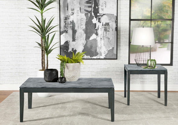 Mozzi Rectangular Coffee Table Faux Grey Marble and Black - 753518 - Luna Furniture