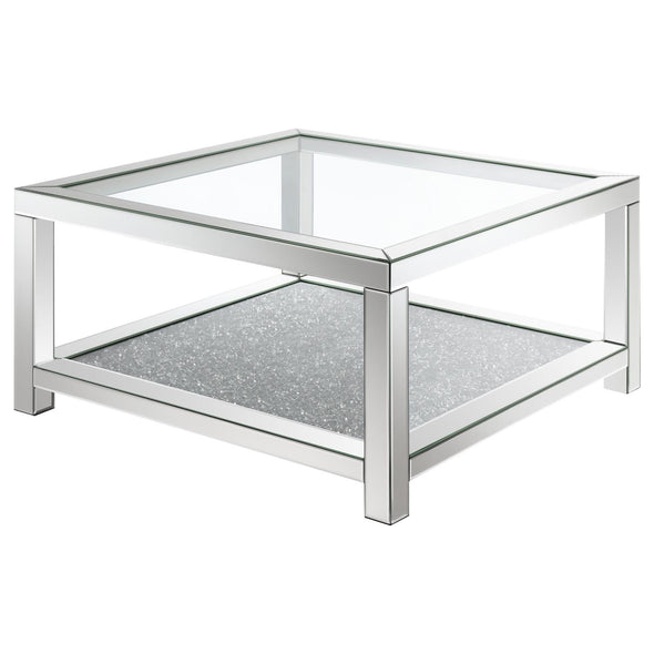 Mozzi Rectangular Coffee Table with Glass Top Mirror - 736218 - Luna Furniture