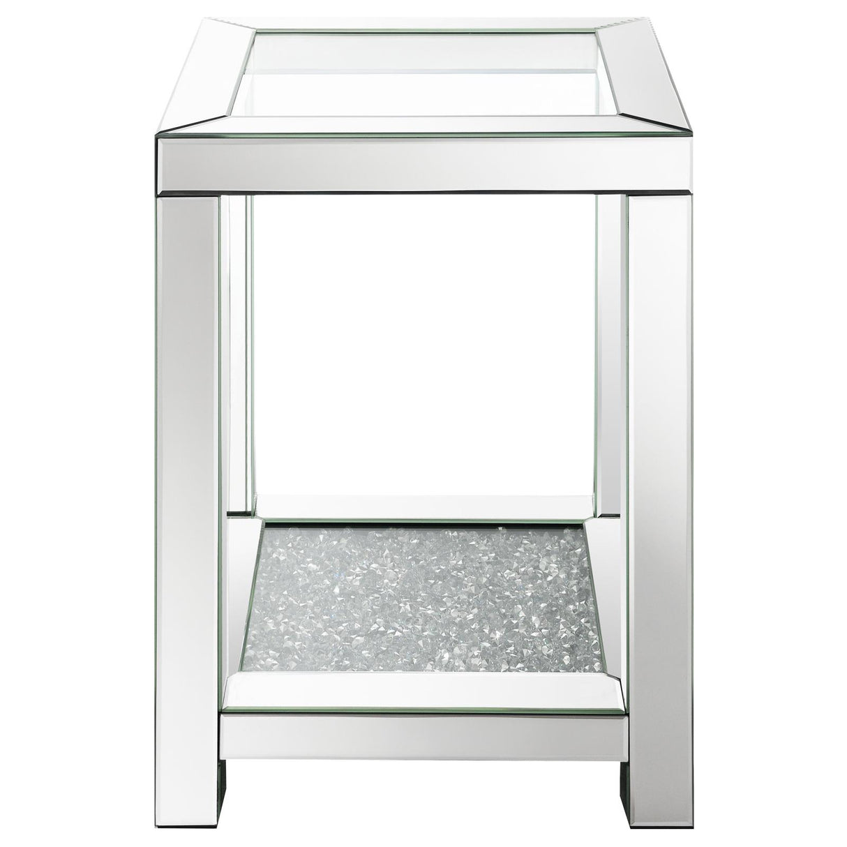 Mozzi Square End Table with Glass Top Mirror - 736217 - Luna Furniture