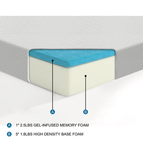 MT-NG06T 6" Twin Gel-Infused Memory Foam Mattress from Homelegance - Luna Furniture